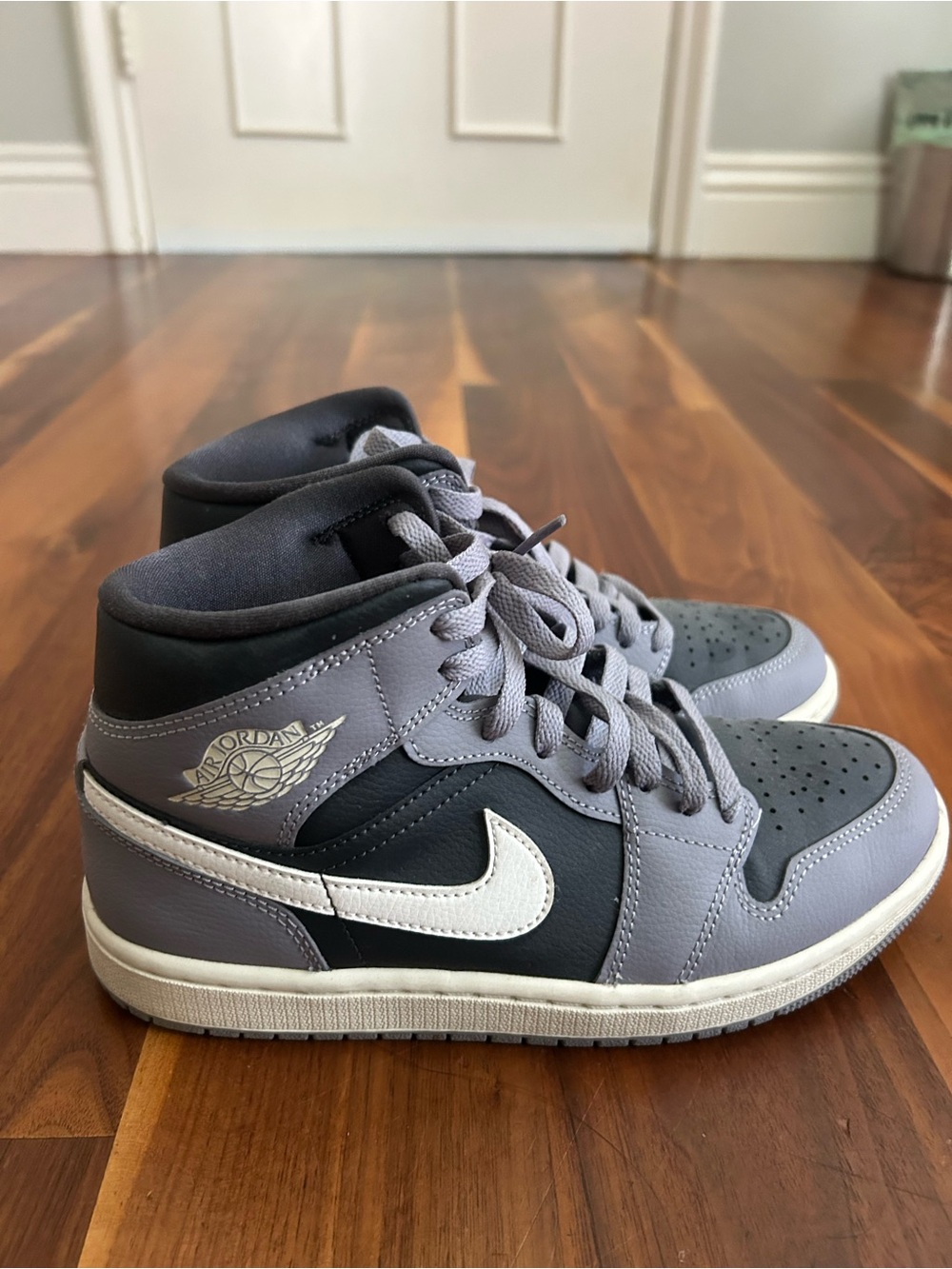Nike Air Jordan Mid-Top Sneakers in Gray, Black and White